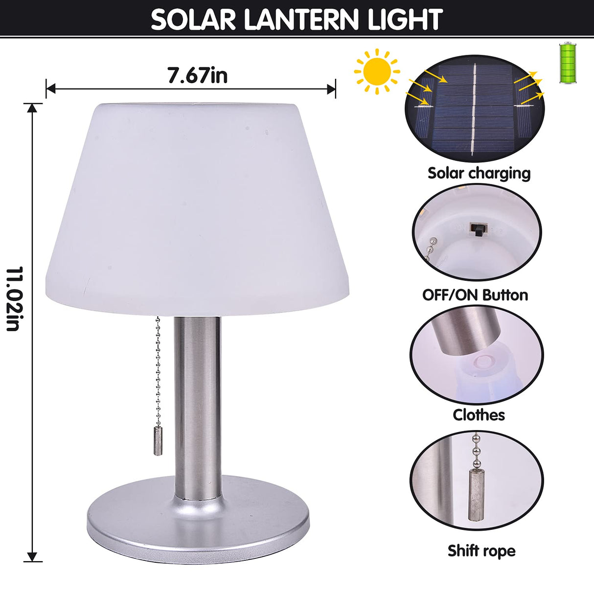 LED Solar Table Lamp Outdoor Waterproof-3 Way Dimmable Outside Patio Table lamp,