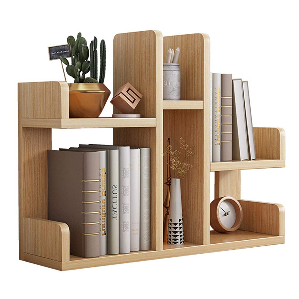 Shelves Kitchen Storage Shelf Simple Student Desktop Bookshelf Multifunctional Storage Shelf Home Living Room Bookshelf Cabinets (Color : Wood Color, Size : 58 * 20 * 55cm)