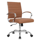 Mid Back Office Chair - PU Leather Executive Desk Chair with Wheels