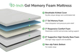 Queen Mattress, 10 Inch, Cooling Gel Memory Foam, Medium Firm, White