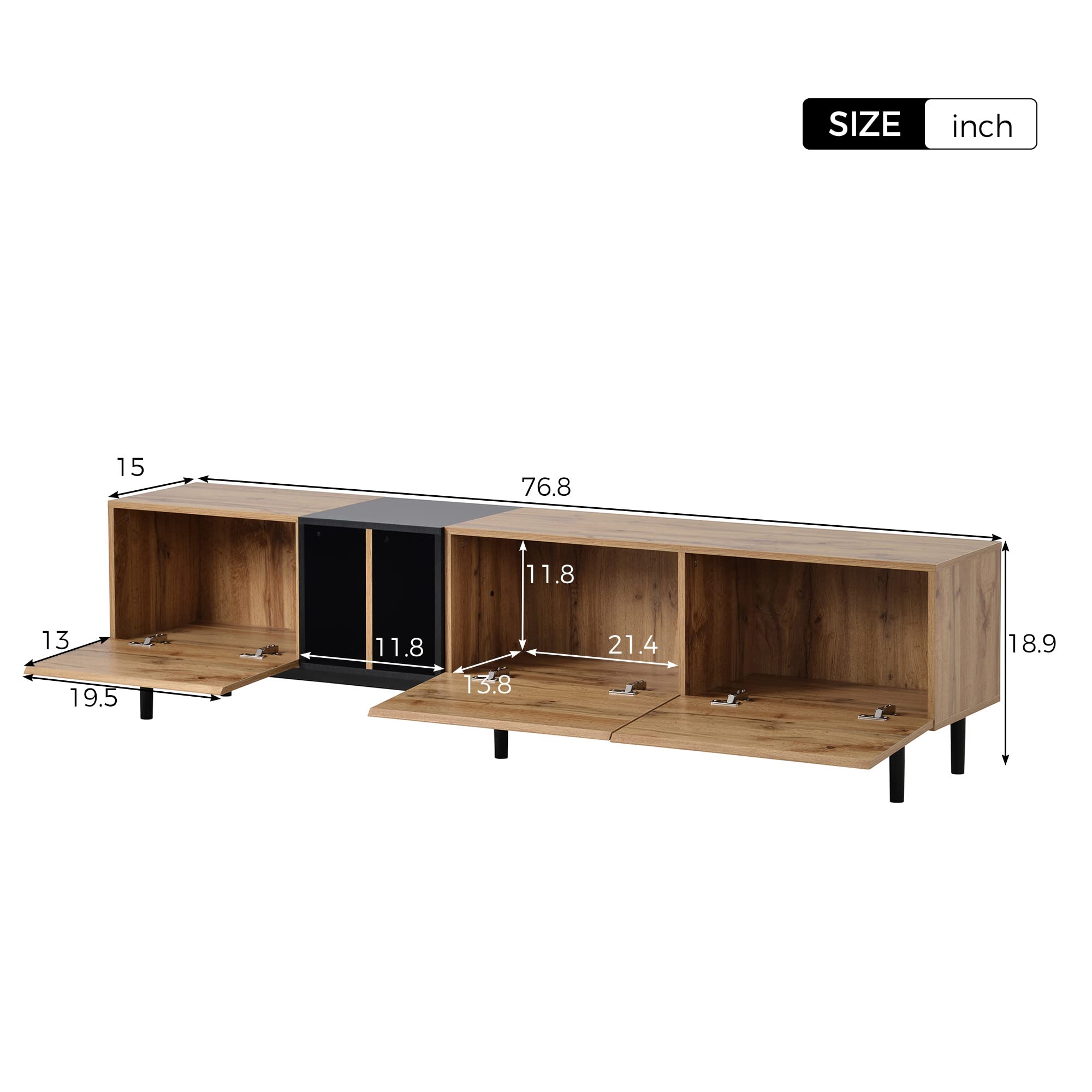 77-Inch Modern TV Stand with Storage Cabinets