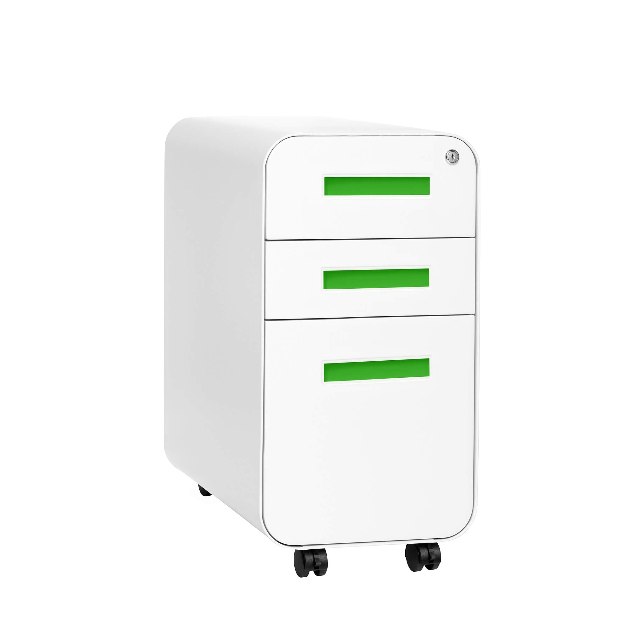 Stockpile Slim 3-Drawer Mobile File Cabinet with Lock - Under Desk Metal Filing Cabinet,