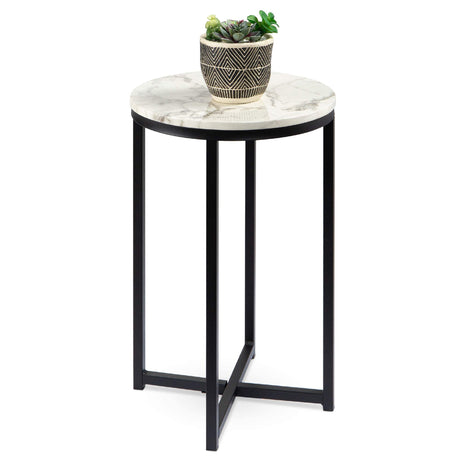 16in Faux Marble Accent Table, Modern End Table, Small Coffee Table Home Decor