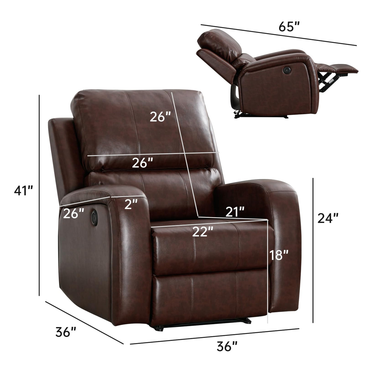 Power Recliner Chairs, Electric Leather Recliners with USB Charge Port and Upholstered