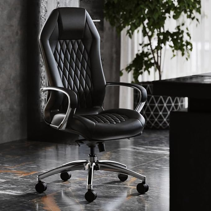 Furniture Modern Ergonomic Sterling Genuine Leather Executive Chair with Aluminum