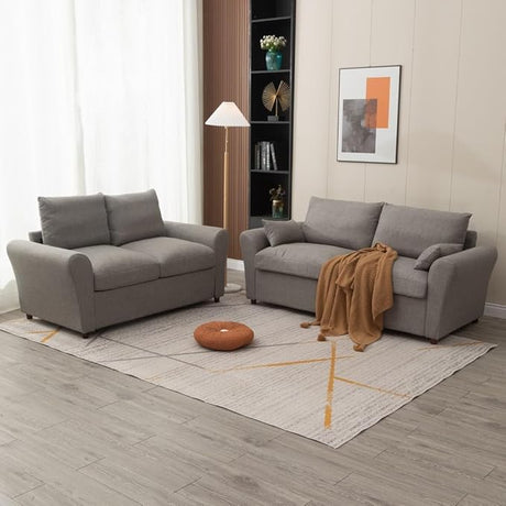 2 and 3 Seats Loveseat Sofa Couch with Storage, Small Love Seat Couches for Living Room, Bedroom, Apartment, Office (Dark Gray Linen Fabric, 2 Seater)