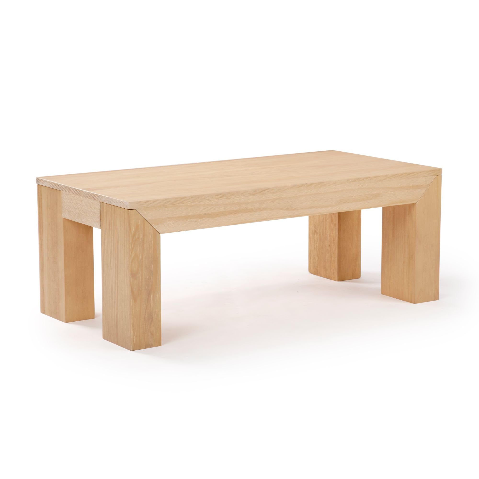 Modern Rectangular Coffee Table, Solid Wood, 40 Inch, Rectangle Coffee ...