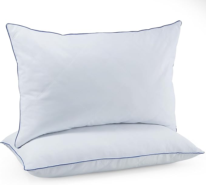 Feather Down Pillows Queen Size Set of 2, Luxury Goose Feather Pillow for Sleeping