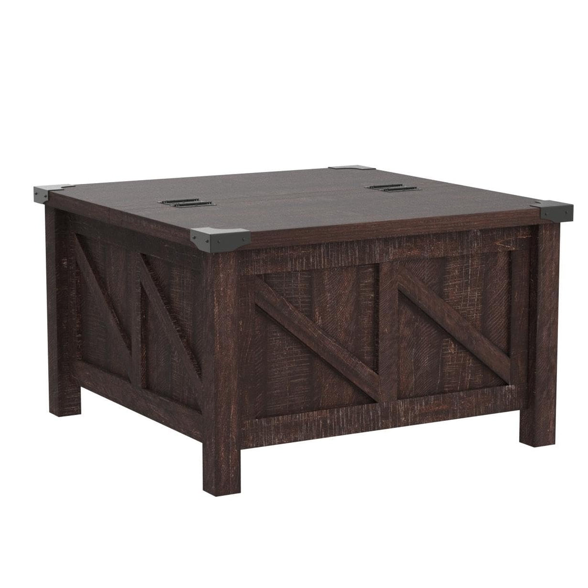 Modern Farmhouse Coffee Table, Square Wood Center Table with Gas Struts Lift-Top