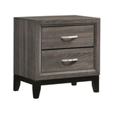 Watson 2 Drawer Bedroom Nightstand Transitional Style Bedside Table Storage Drawers Grey Oak and Black 212422