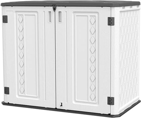 Outdoor Storage Cabinet Waterproof, Resin Vertical Outdoor Storage Shed