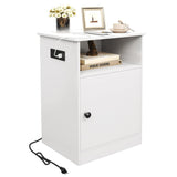 Narrow End Table with Charging Station, Side Table, Flip Top, Shelf and USB Ports Nightstand for Living Room, Bedroom