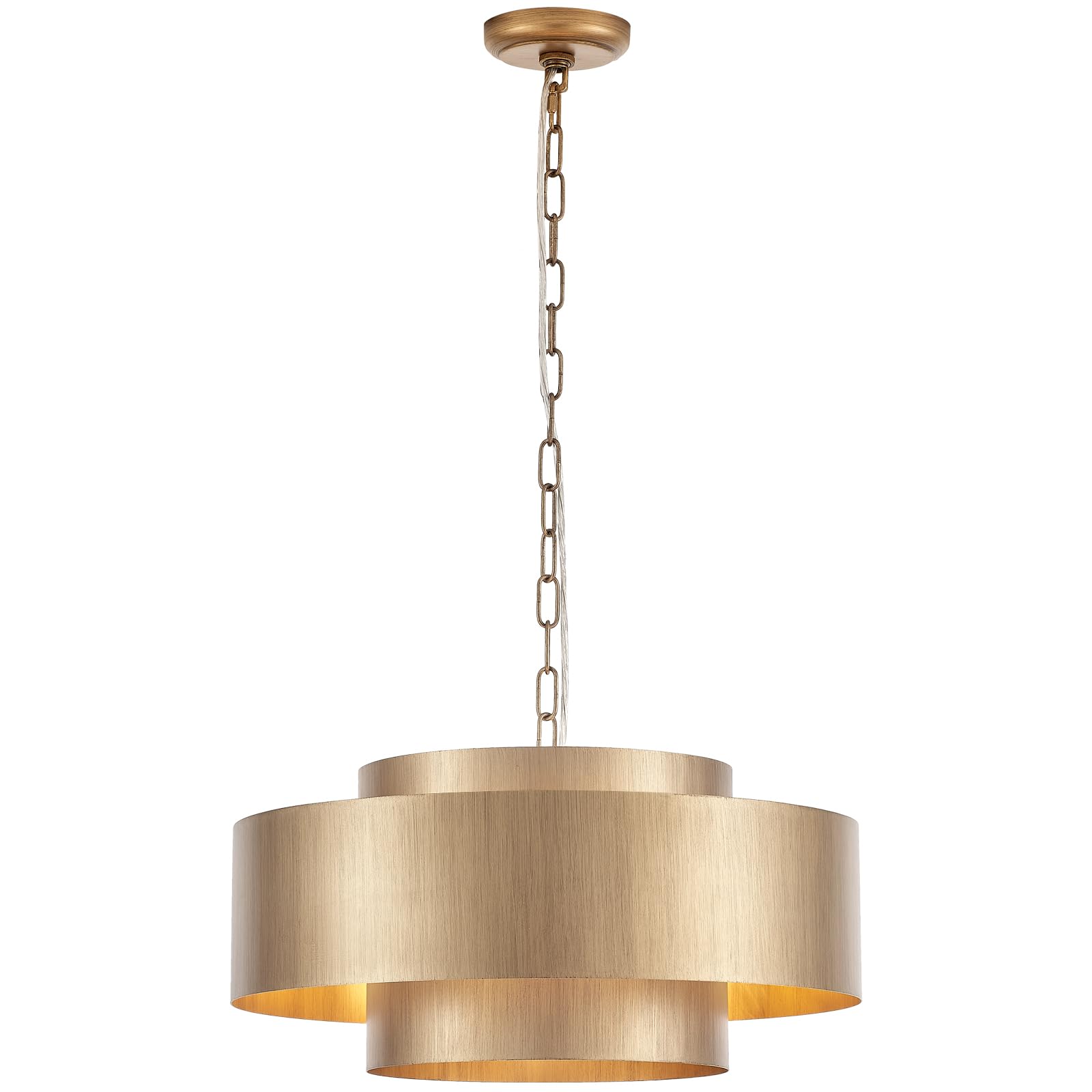 20” Brushed Brass Modern Chandelier Classic 3 Round Metal Pendant Light