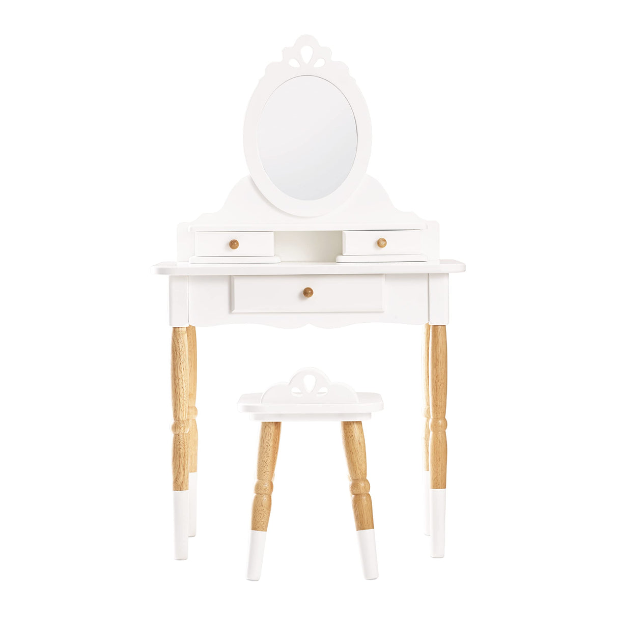 Wooden Vanity Table with Vanity Mirror and Vanity Chair - Bedroom Furniture