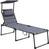 Outsunny Outdoor Lounge Chair, Adjustable Backrest Folding Chaise Lounge