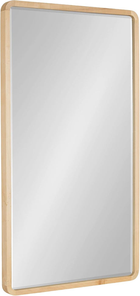 McLean Modern Wood Framed Rounded Rectangle Wall Mirror, 20 x 36, Walnut Brown