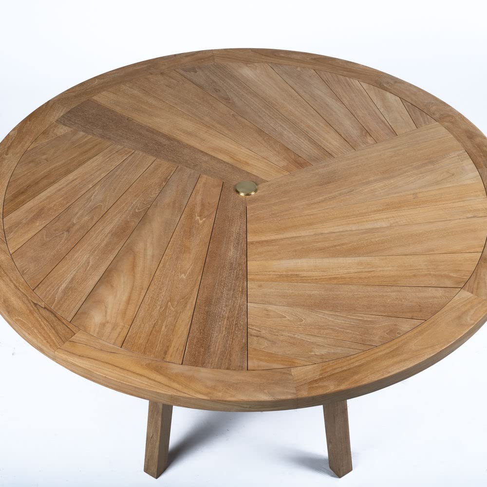 Ash & Ember Grade A Teak 59" Round Dining Table, Indoor Outdoor Solid Wood Patio