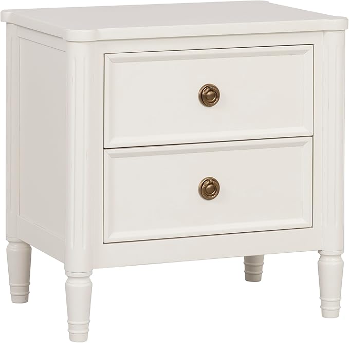 Elyria Modern French Solid Wood Nightstand with 2 Drawers and USB Ports