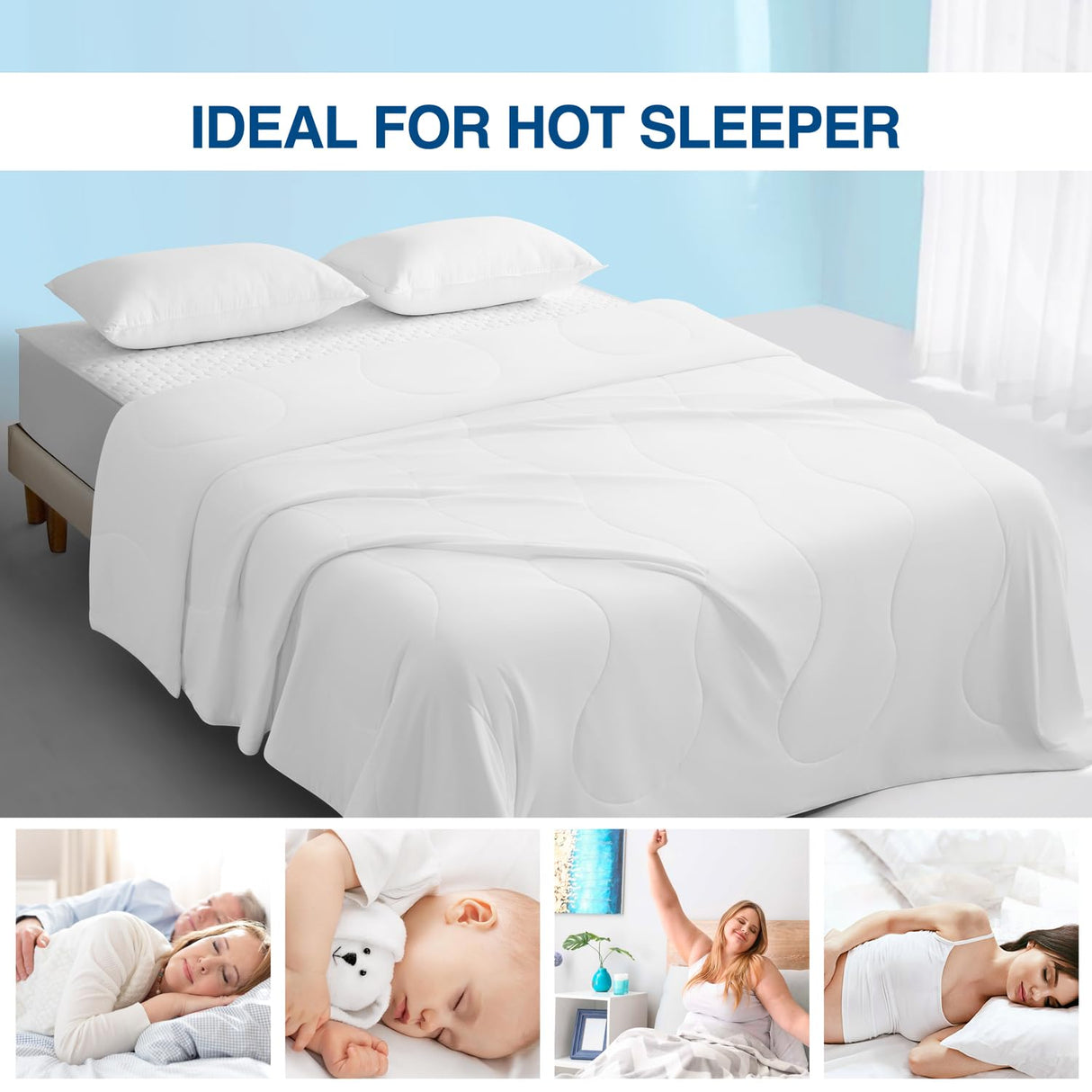 Quick Cooling Comforter Queen/Full Size, Summer Double-Sided Ice Blankets for Hot Sleepers,