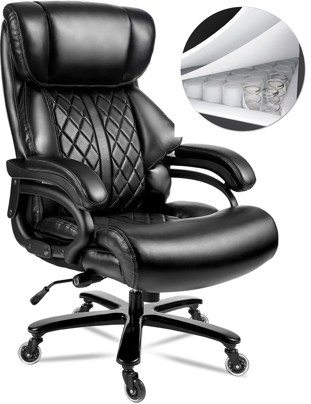 400lbs Big and Tall Office Chair for Heavy People Executive Office Chair Wide Spring