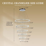 Modern Crystal Chandelier Lighting, 6 Ring Chandelier LED Ceiling Lights Fixtures