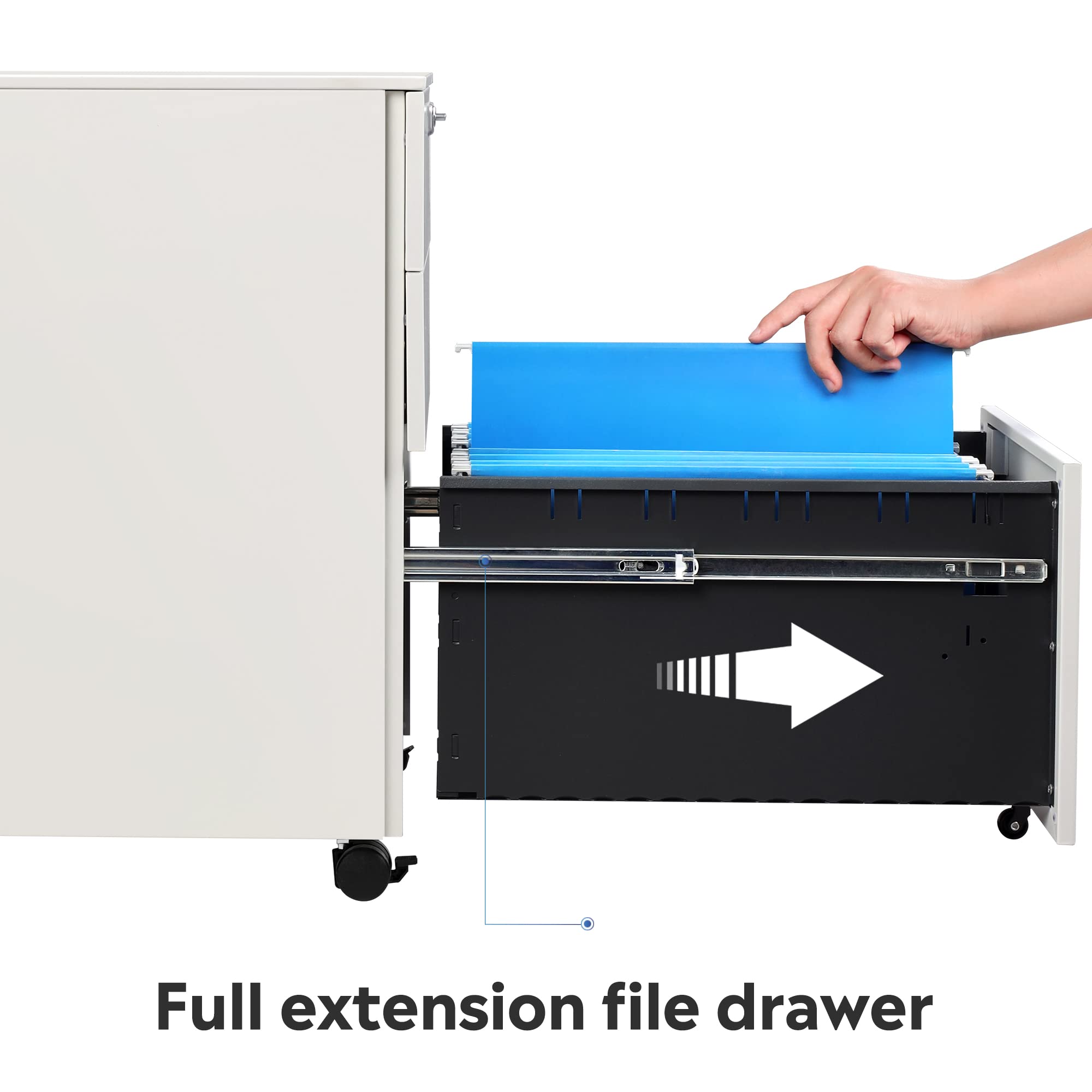 3-Drawer Mobile File Cabinet with Smart Lock,