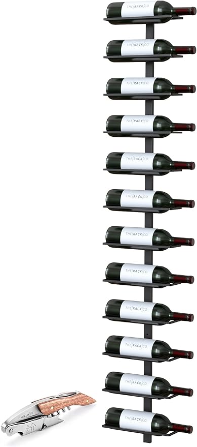 Wall Series - Center Frame Metal Wall Mount Wine Bottle Rack, Black (6 Bottles)