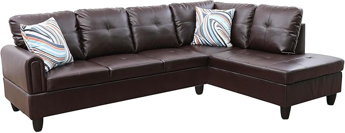 MZX-Niki-SF-00072-LWJ Sofas & Couches, Right Chaise, Latte-Faux Leather