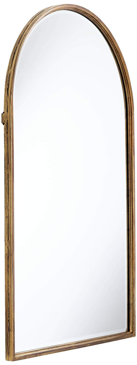 Uttermost Clara Arched Top Vanity Decorative Wall Mirror Modern Gleaming Gold Metal Frame Rounded Edge Beveled Glass 24" Wide for Bathroom Bedroom Living Room Home House Office Entryway