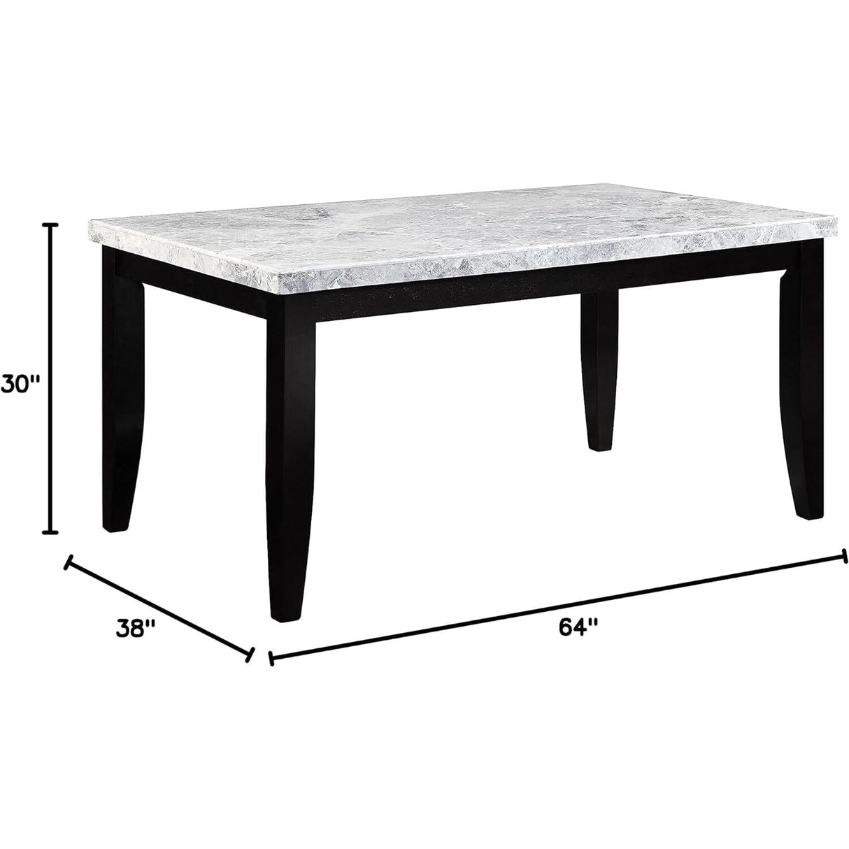 Acme Hussein Rectangular Marble Top Dining Table in Black