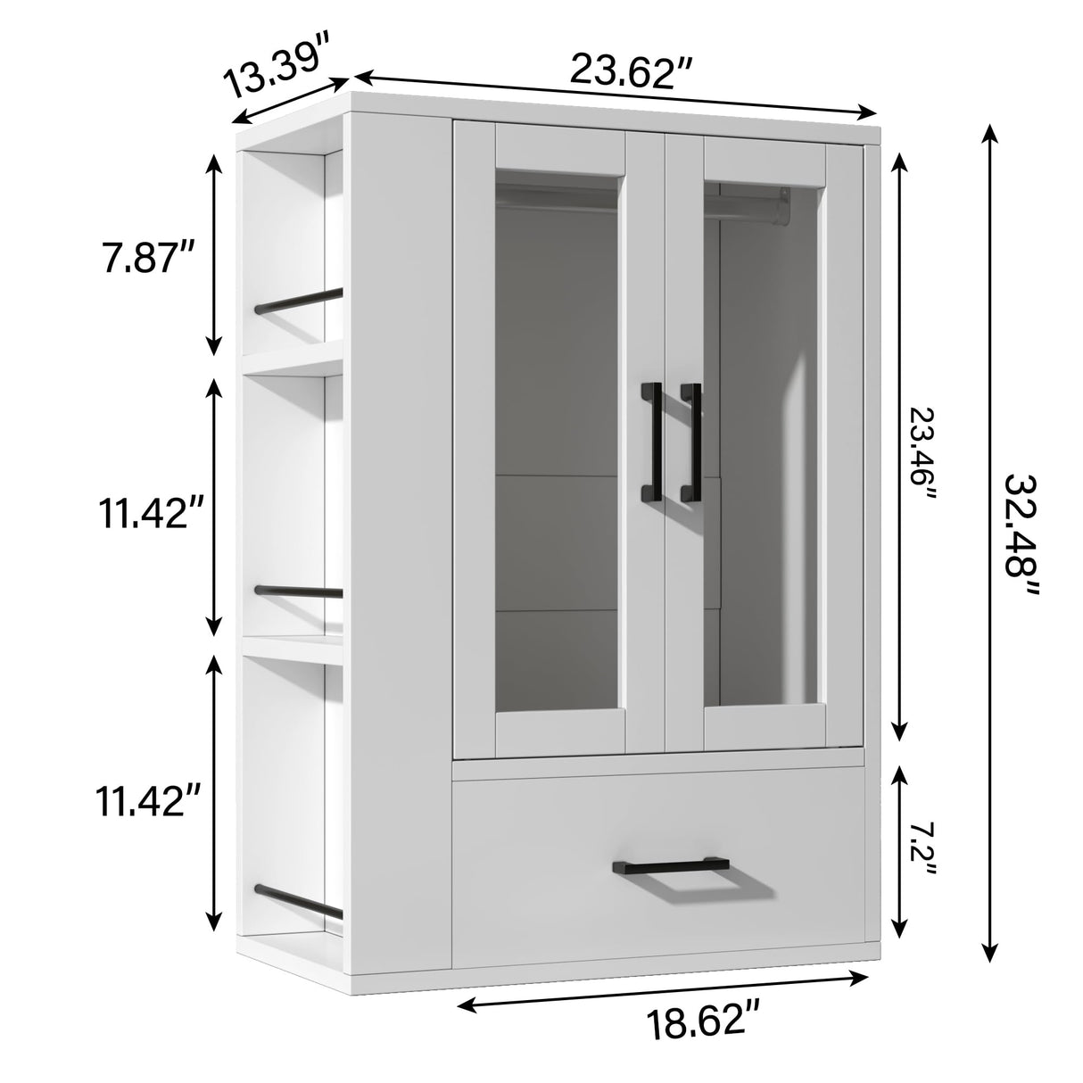 Wooden Dog Closet with LED Lights - Pet Wardrobe Storage Cabinet