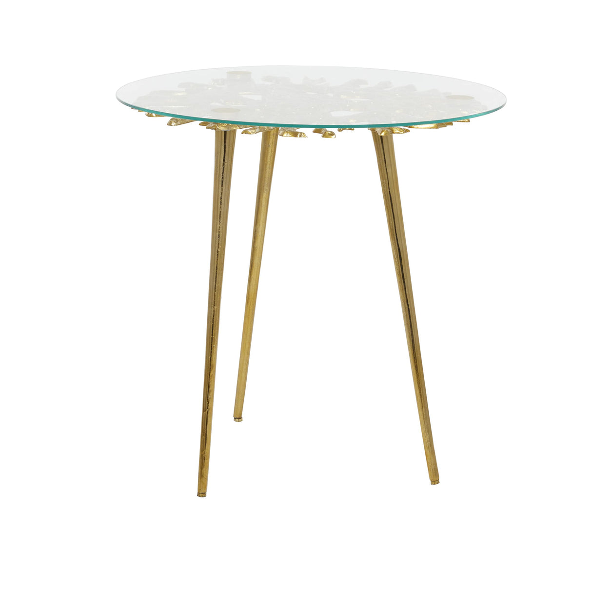 Aluminum Metal Side End Accent Table End Table with Clear Glass Top