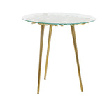 Aluminum Metal Side End Accent Table End Table with Clear Glass Top
