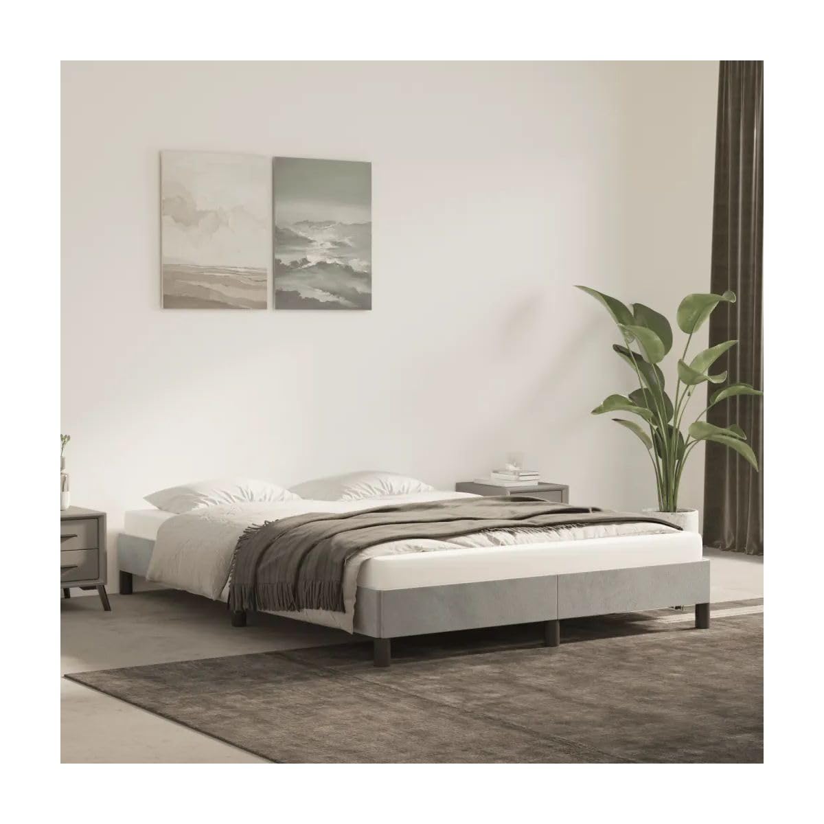 Bed Frame Light Gray 53.9"X74.8" Full Velvet 347006