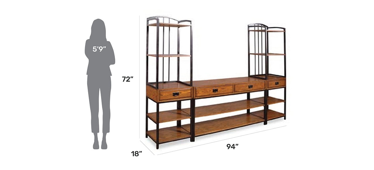 Modern Craftsman Distressed Oak 3Piece Entertainment Center