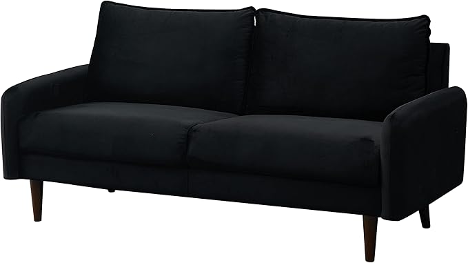 Velvet Loveseat Mid-Century Modern Sofa Tufted Couch with Wooden Legs for Living Room