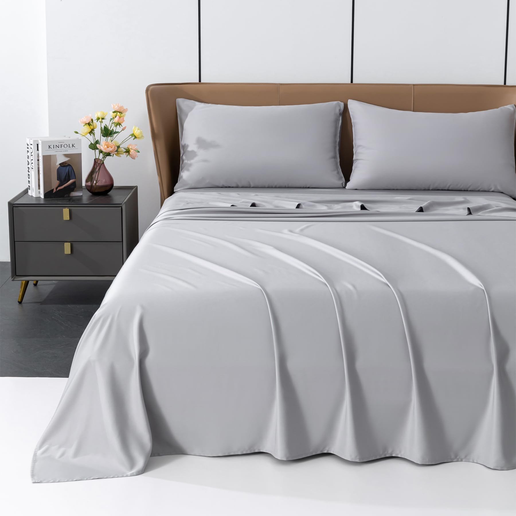 Cooling Sheets Rayon Derived from Bamboo 18"-24" Extra Deep Pocket Queen Sheets