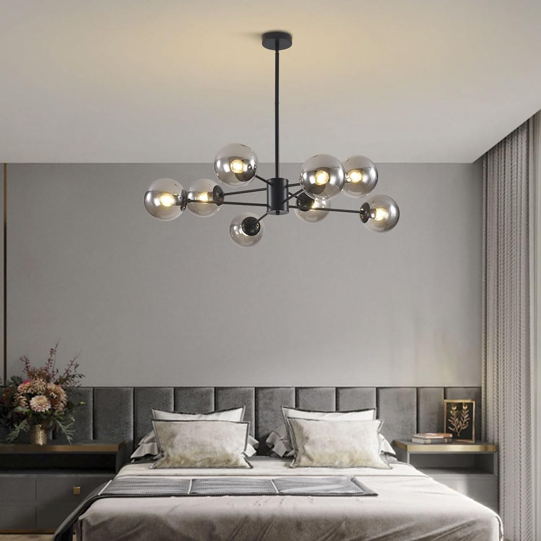 Glass Globe Chandelier Mid Century Modern Pendant Lights Black Ceiling