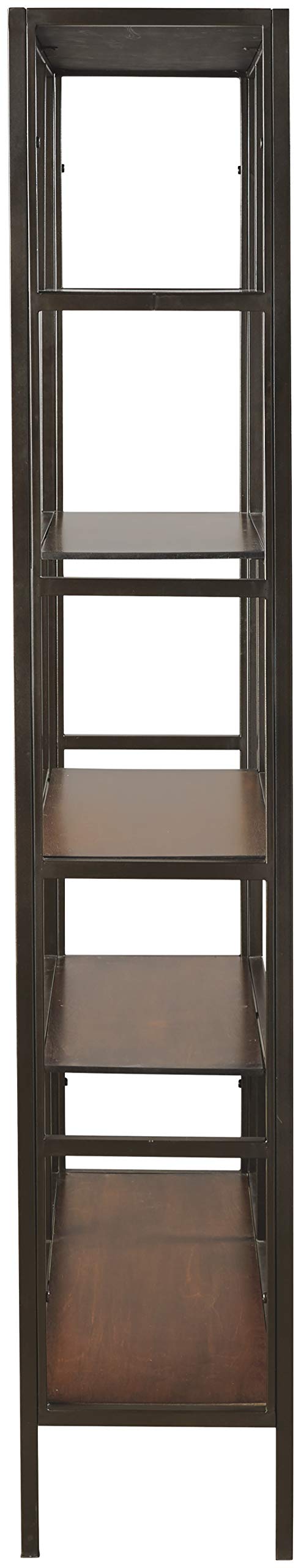 Frankwell Industrial Geometric 5 Shelf Bookcase, Brown and Black
