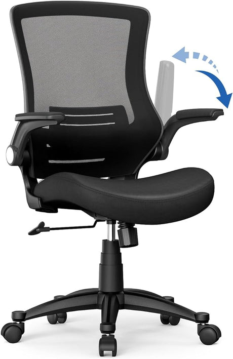 Ergonomic Mesh Office Chair Mid Back Swivel Desk Chair Black Computer Chair with Flip