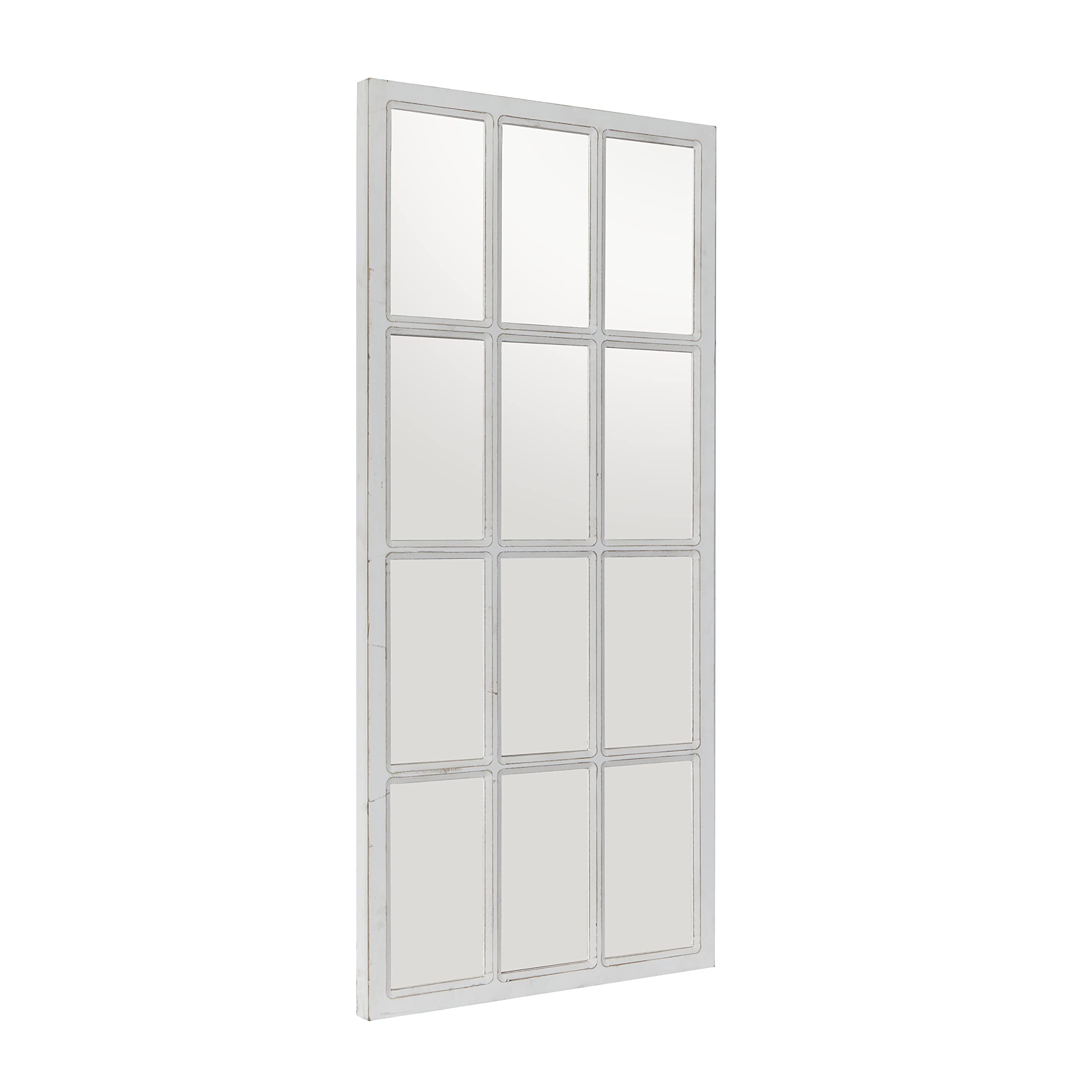 Wood Room Wall Mirror Window Pane Inspired Entryway Mirror, Wall Mounted Mirror 22" x 1" x 48",