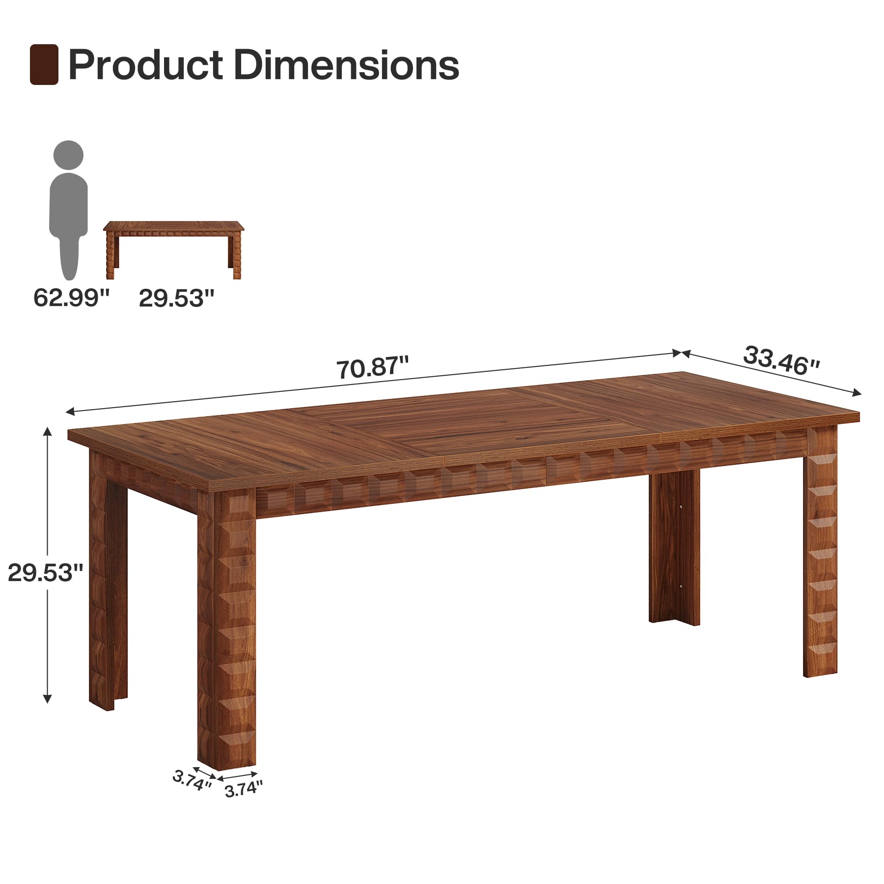 Executive Office Desk, 70.87-Inch Large Wood Computer Desk Study Writing Table