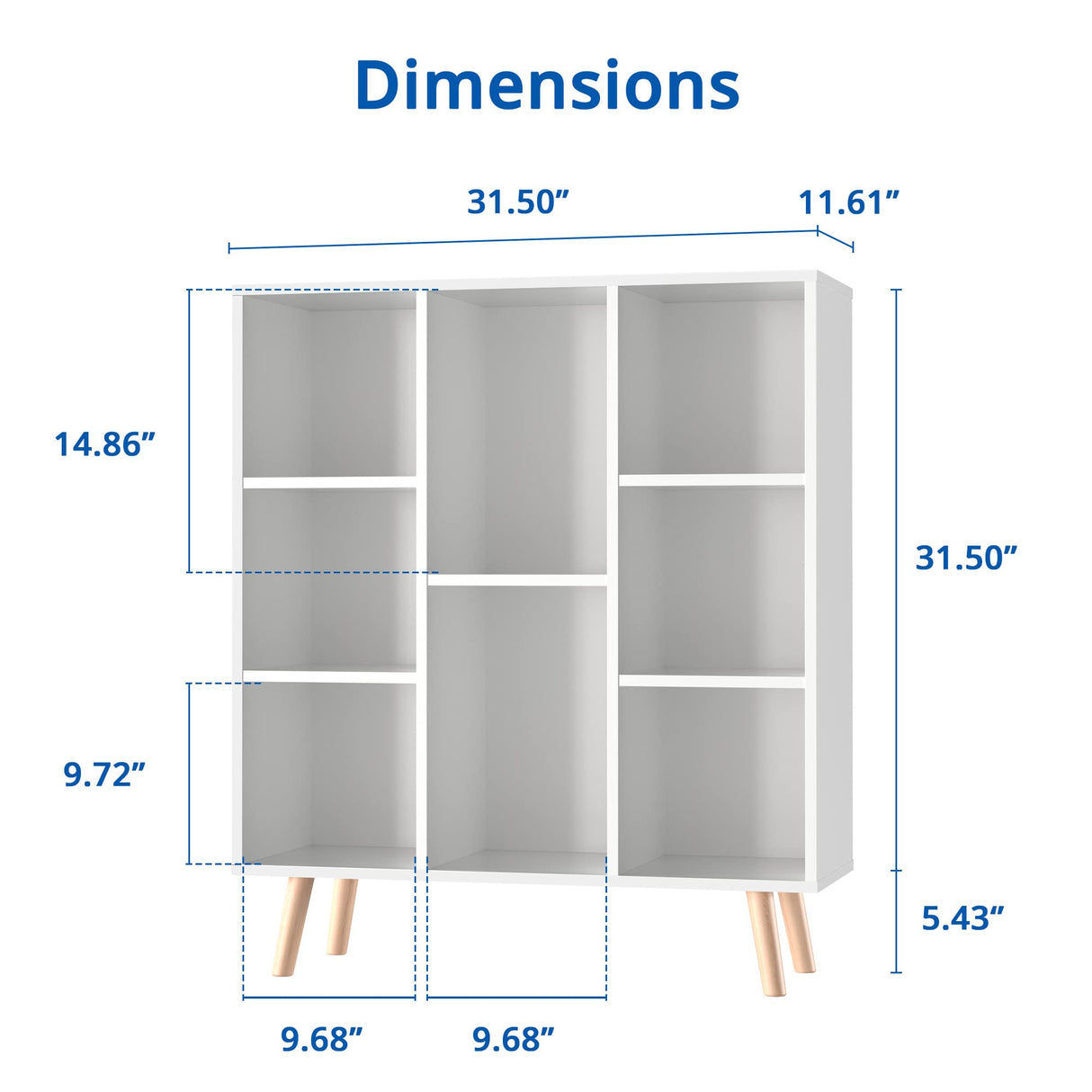 White Small Bookshelf, Wood 8 Cube Storage Organizer Book Shelves