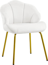 Velvet Accent Chair, Cute Vanity Chair with Shell-Shaped Backrest, Modern Armchair Side