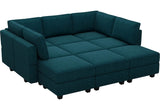 Modular Sectional Sofa Modular Sleeper Couch Convertible Sectional Sofa Bed Set Oversized Couch Reversible Chaise Peacock Blue