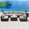 Sectional Sofa with Gas/Propane Fire Pit Table Outdoor Patio Furniture Sets