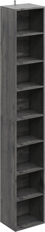 Tall Narrow Bookshelf 8 Tiers 71in Set of 2, Compact Corner Bookcase, Easy to Match for Living Room, Office, Study, Bedroom