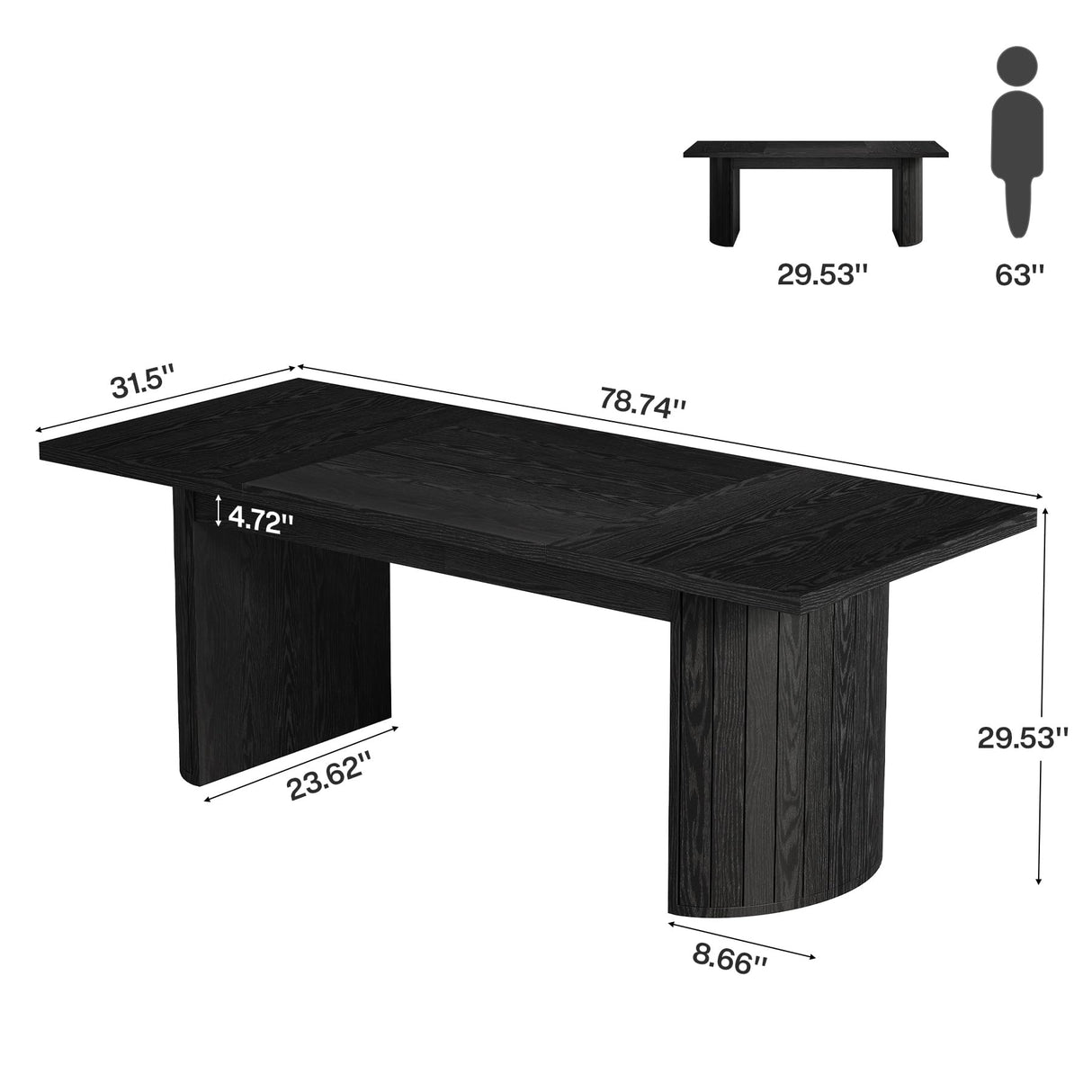 78.7" Extra Long Dining Table for 6-8 People