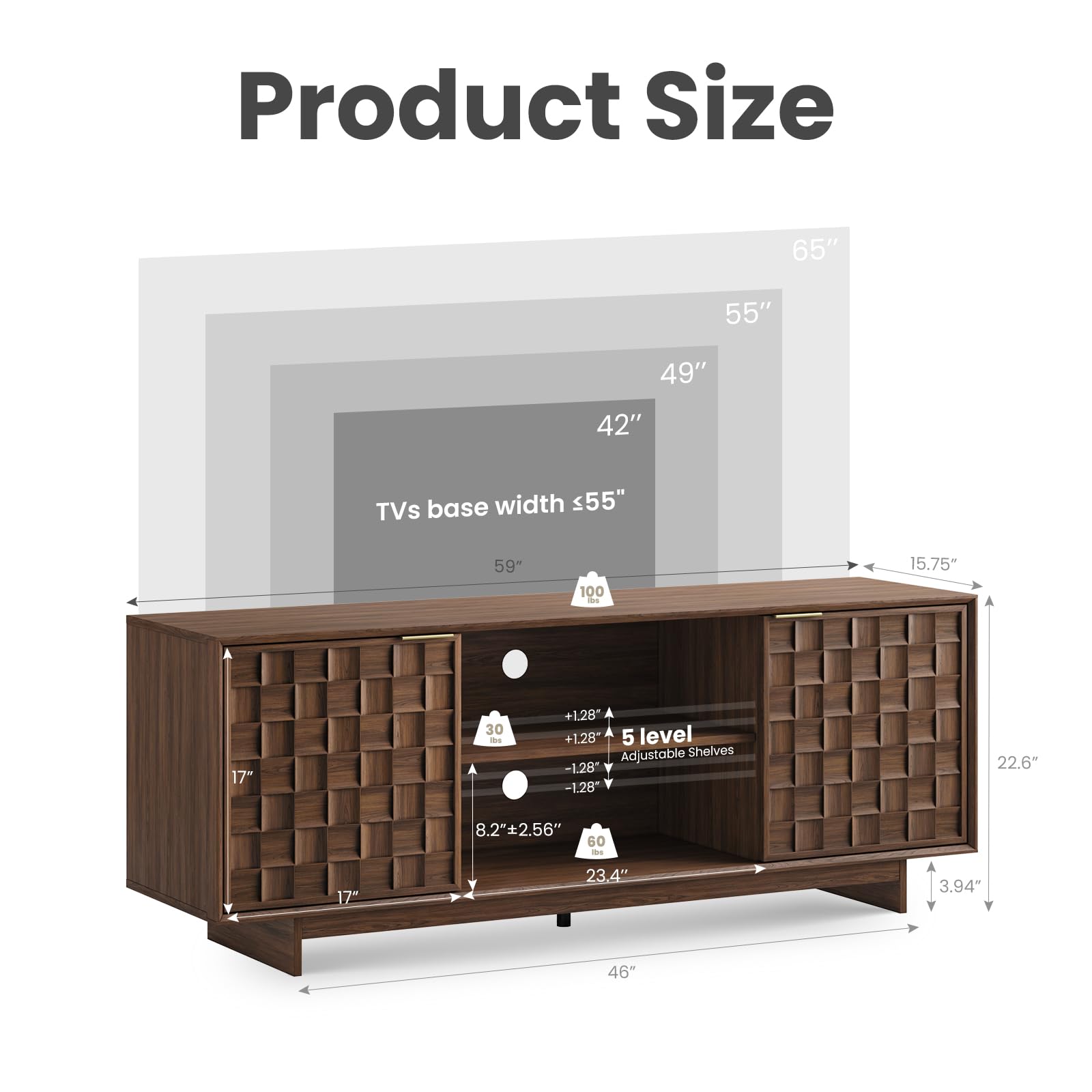 59" Mid-Century Modern TV Stand with Storage