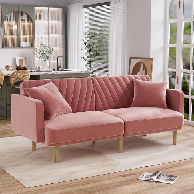 Velvet Couch, Futon Sofa Bed, Sleeper Sofa, Loveseat,Mid Century Modern